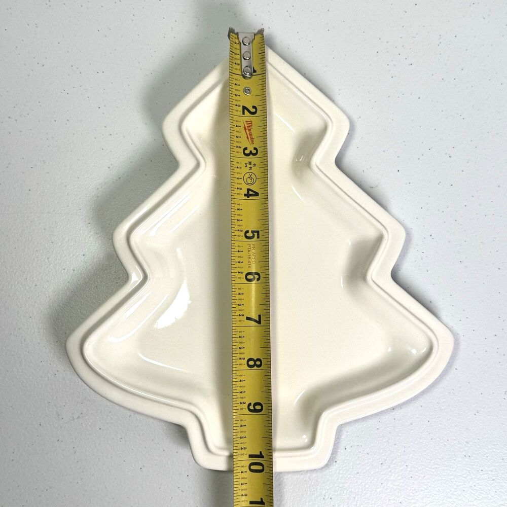 Pfaltzgraff Heritage All White Tree Plate Holiday Ceramic Christmas Serving Dish - Picture 6 of 7